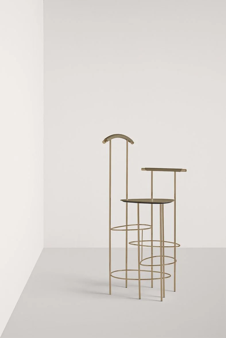 Italian Frag Viae elegant brass valet stand at ArkNova Interiors Paphos showroom in Cyprus