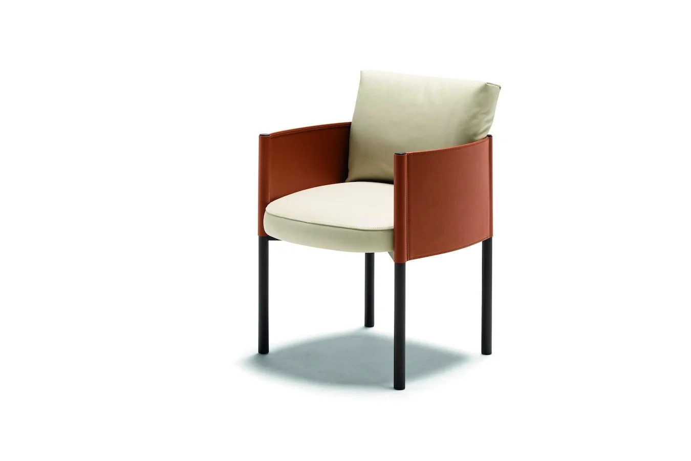 Frag Syren P Italian cream and terracotta leather armchair at ArkNova Interiors Paphos showroom in Cyprus