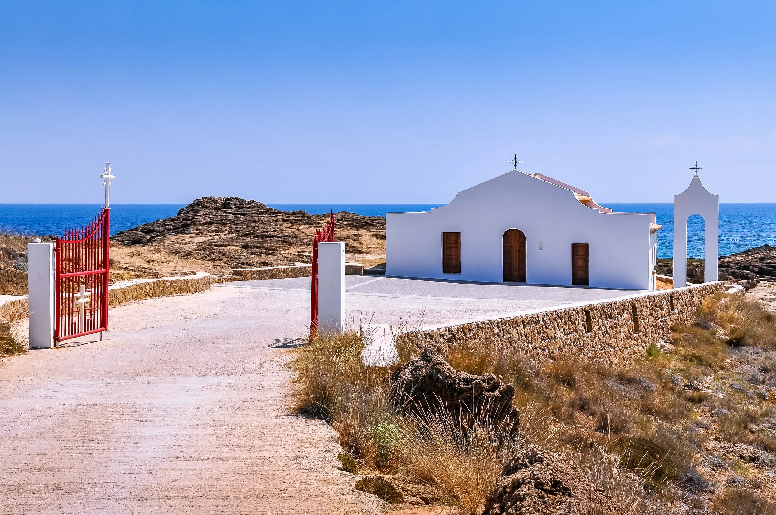 Agios Nikolaos (Saint Nicholas) Church, St. Nicholas Beach on the Greek Island of Zakynthos.