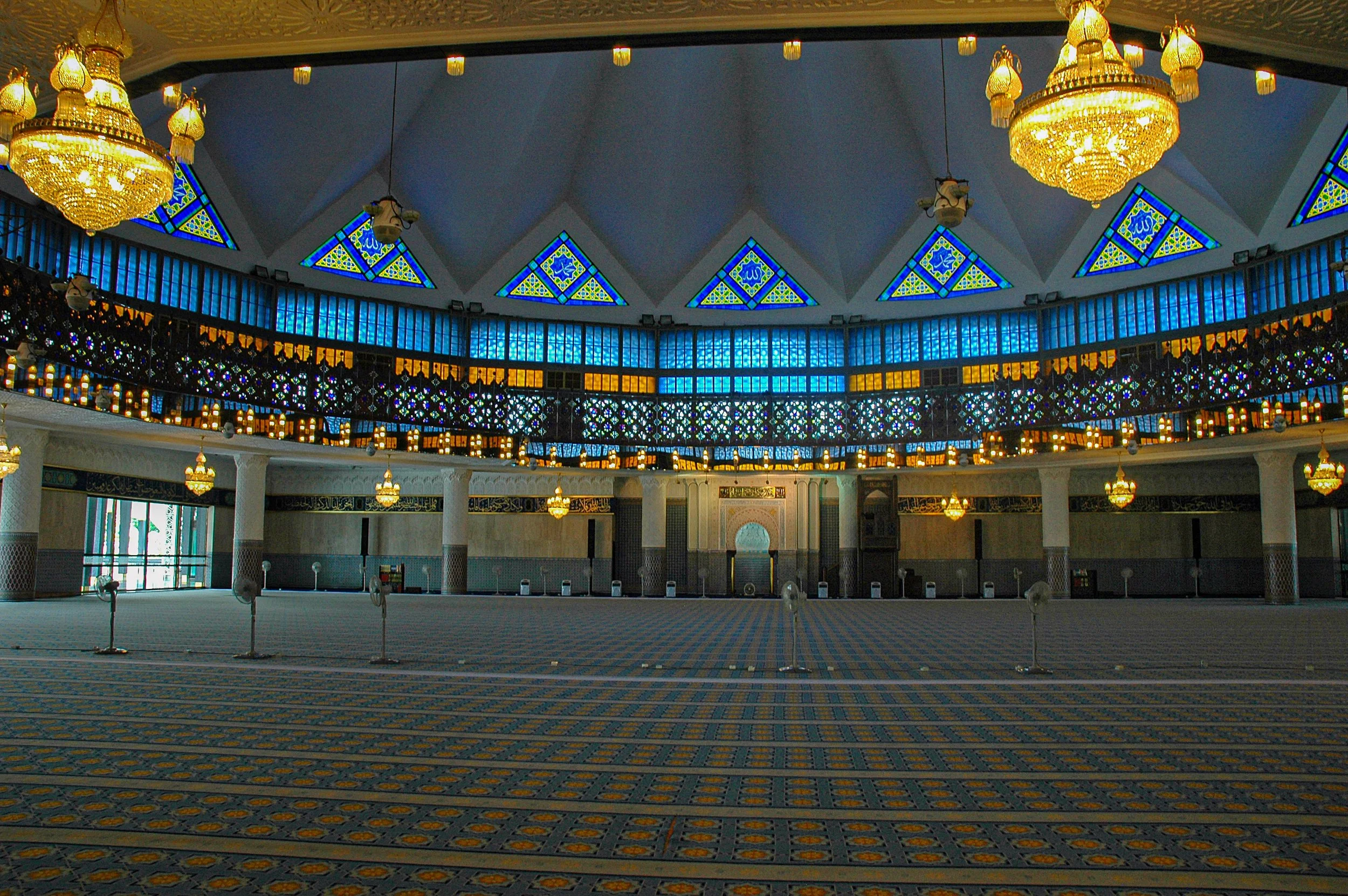 Inside the Masjid Negara (National Mosque of Malaysia), Kuala Lumpur, Malaysia.