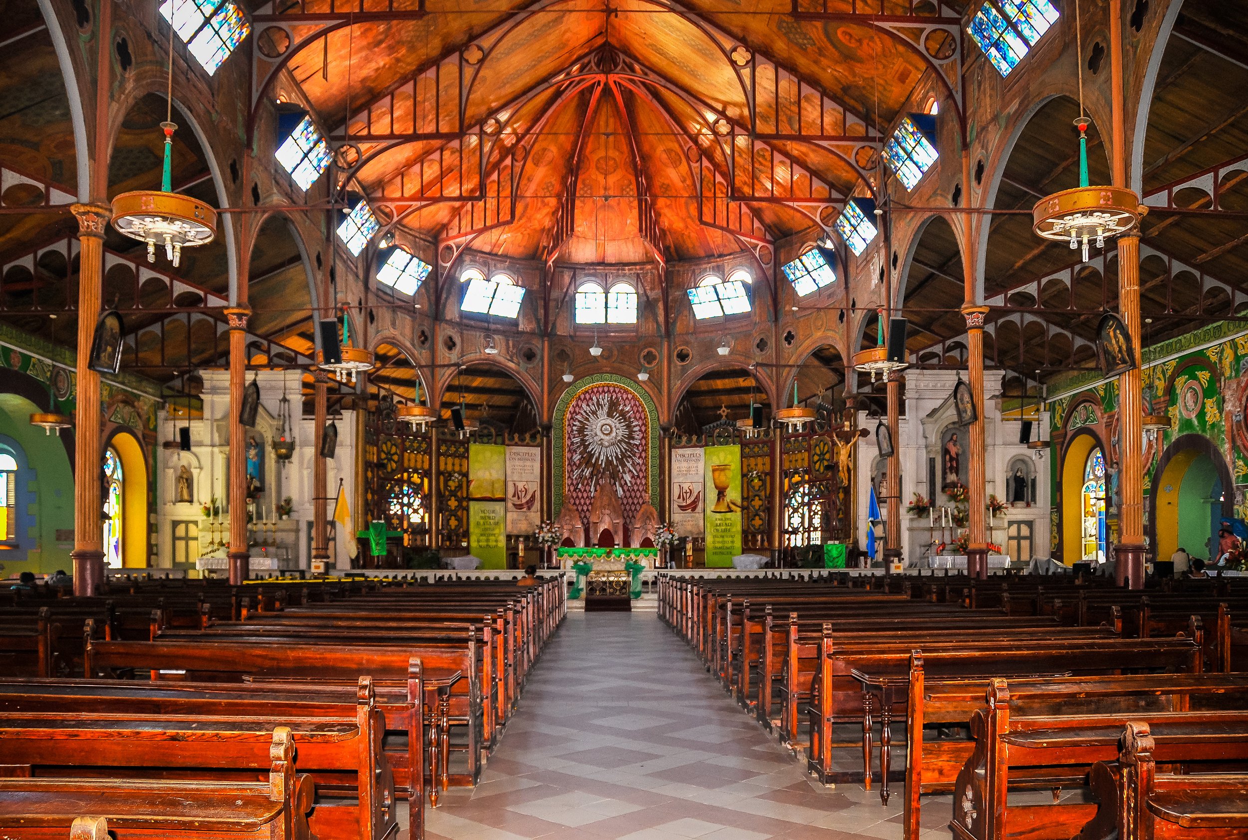 Inside the Cathedral Basilica of the Immaculate Conception in Castries on the Caribbean Island of St. Lucia.