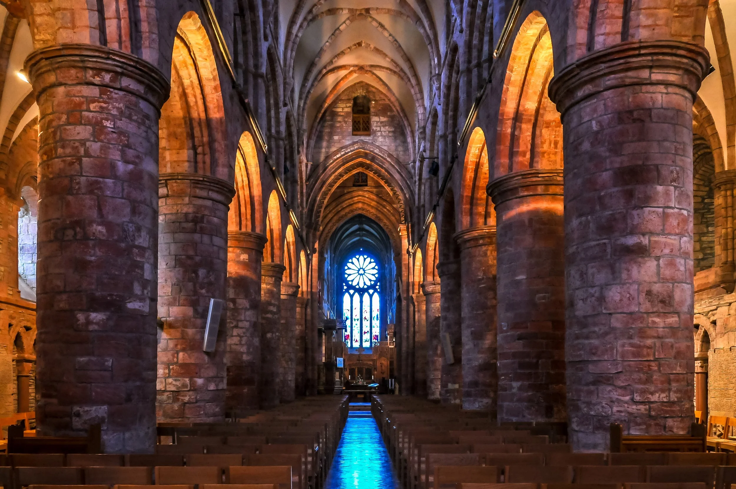 Interior of St. Magnus Cathedral, Kirkwall, Orkney, Scotland. 