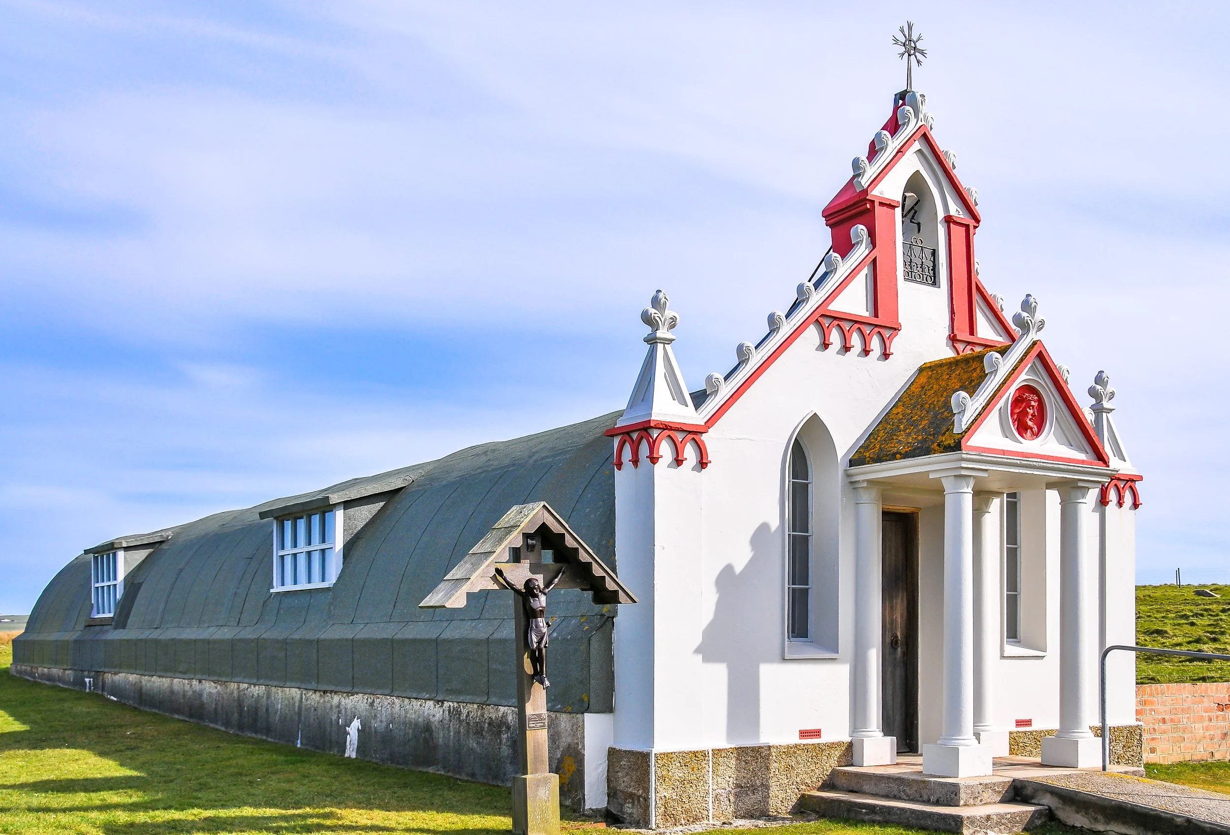 The Italian Catholic Chapel on Lamb Holm on Orkney, Scotland.  Constructed by Italian prisoners of war during World War II.