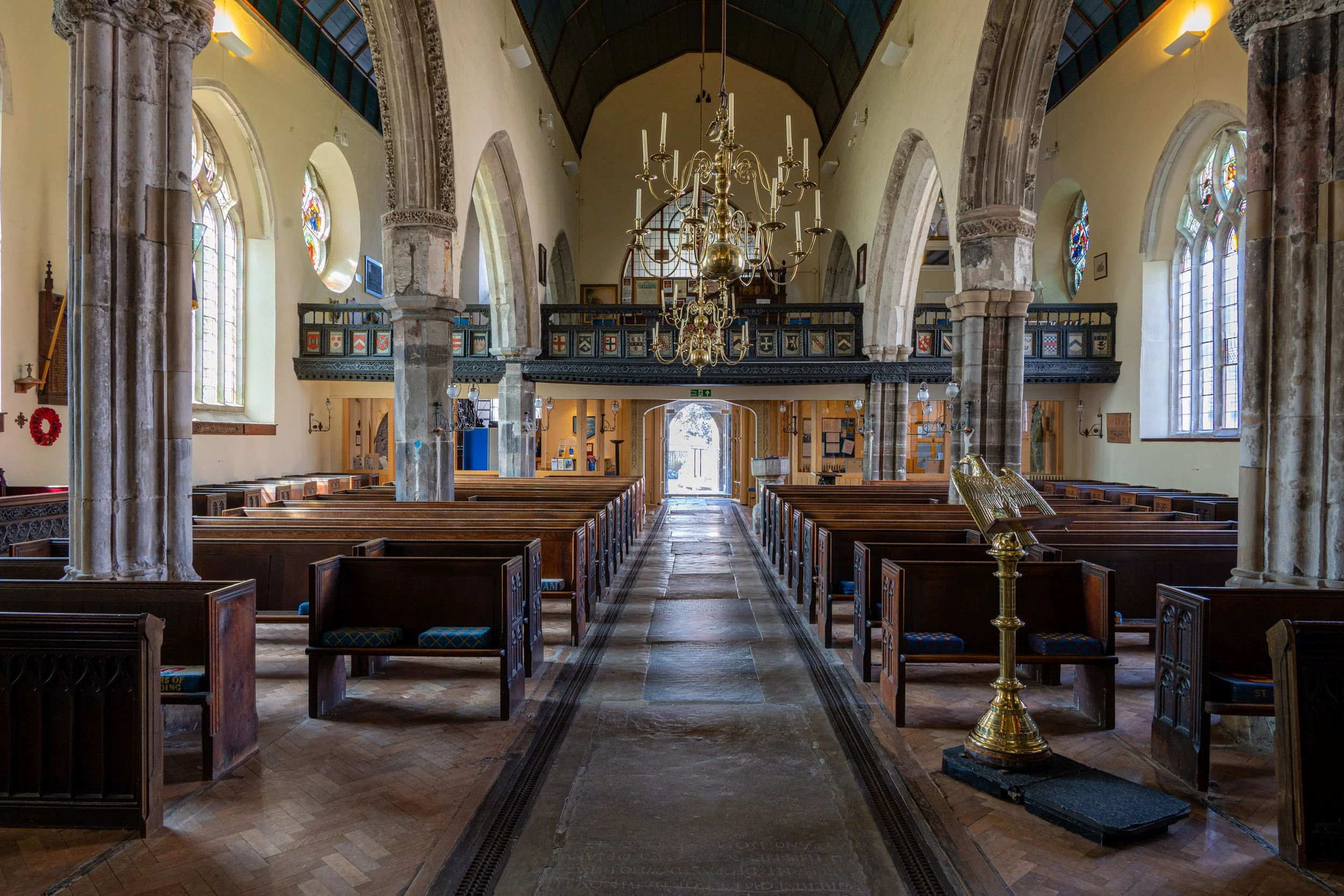 The interior of St. Saviours Church, Dartmouth, UK.