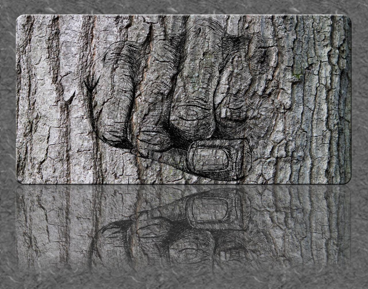 Fist image in wood cut