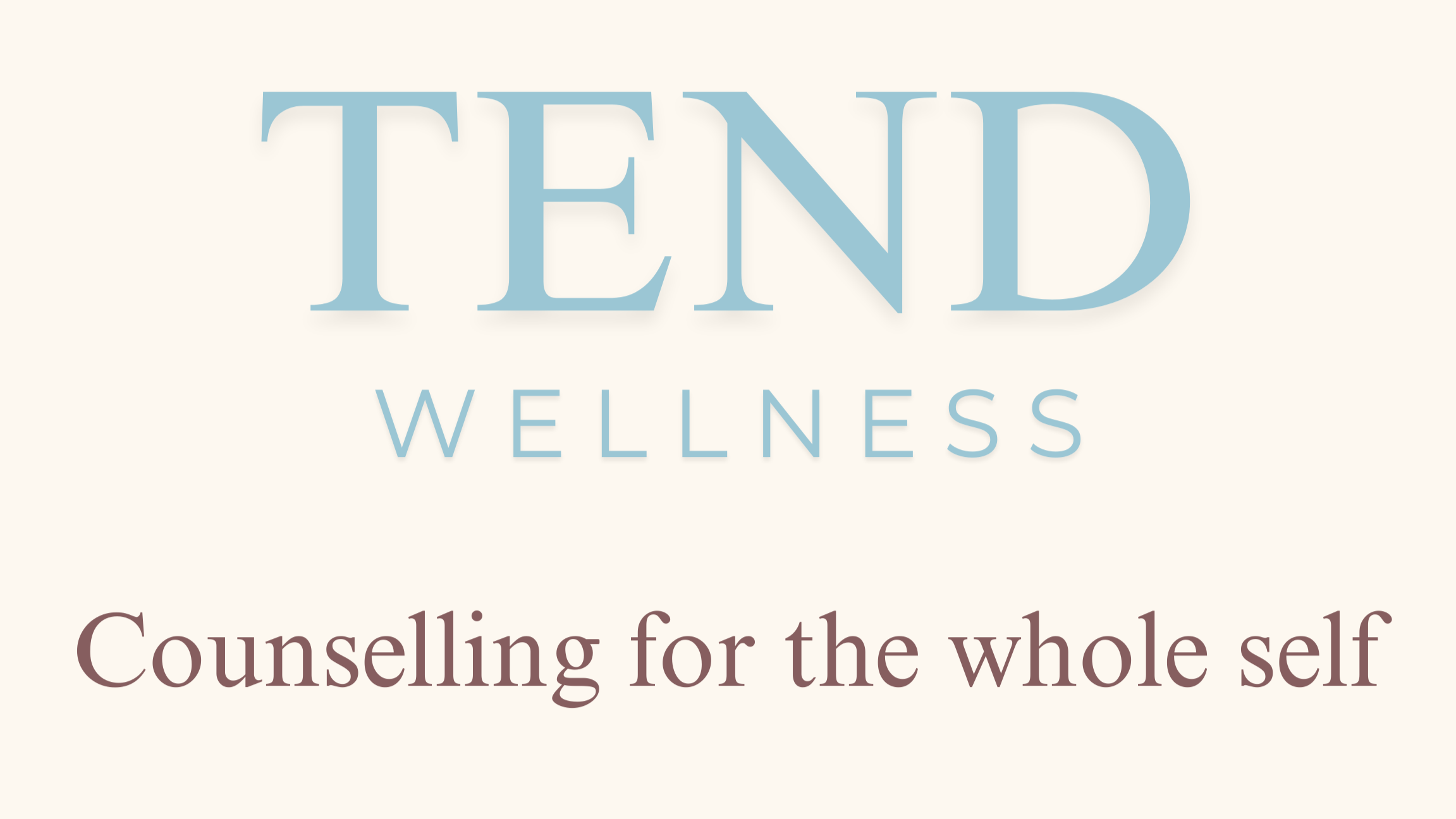 Logo for TEND Wellness with the tagline 'Counselling for the whole self' in pastel colors