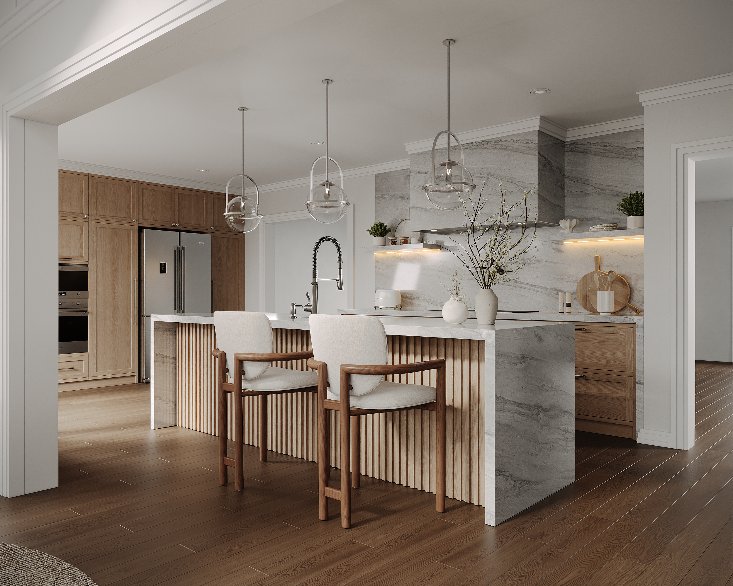 Oak & Stone Light-Filled Kitchen + Sunroom
