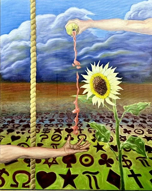 World with a Sunflower, 2007, Oil on Canvas,122cm x 152.5cm