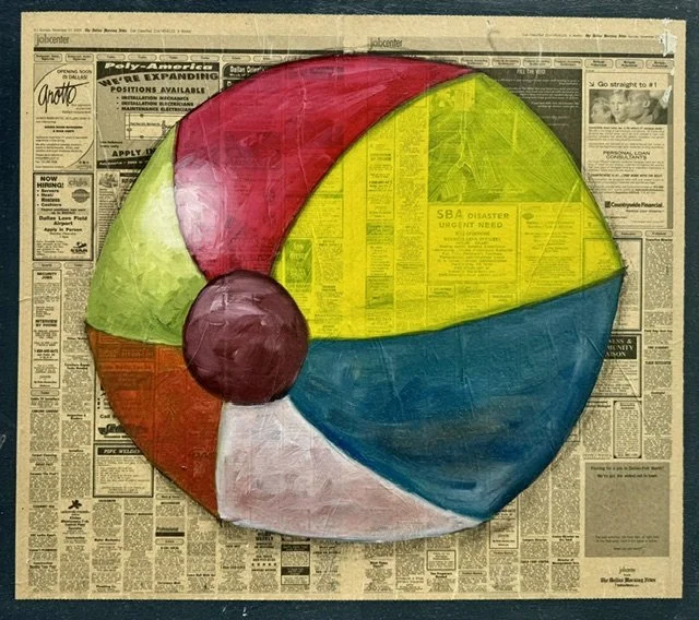 That Was Fun, 2005, Oil and Newsprint on Panel, 68.5cm x 61cm