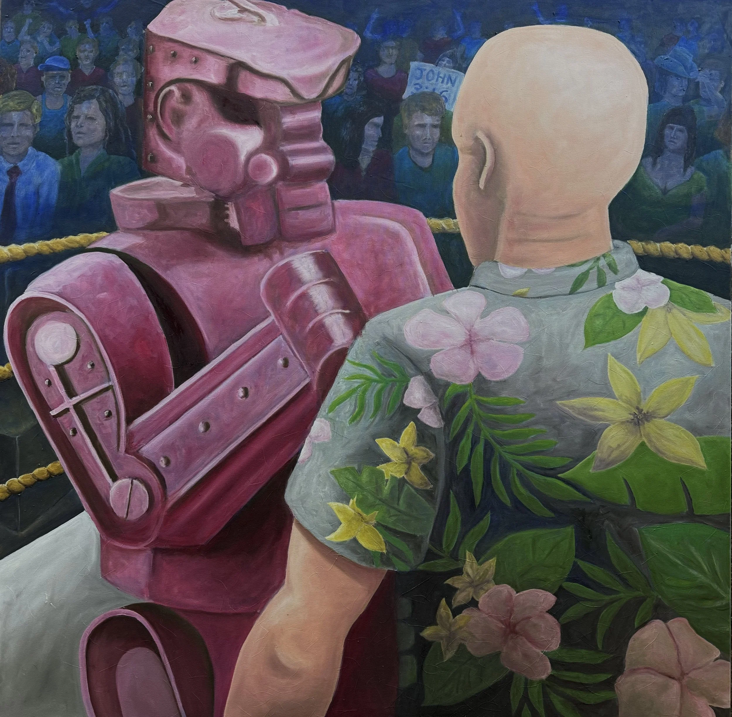 Taking a Punch, 2025, Oil on Canvas, 122cm x 122cm