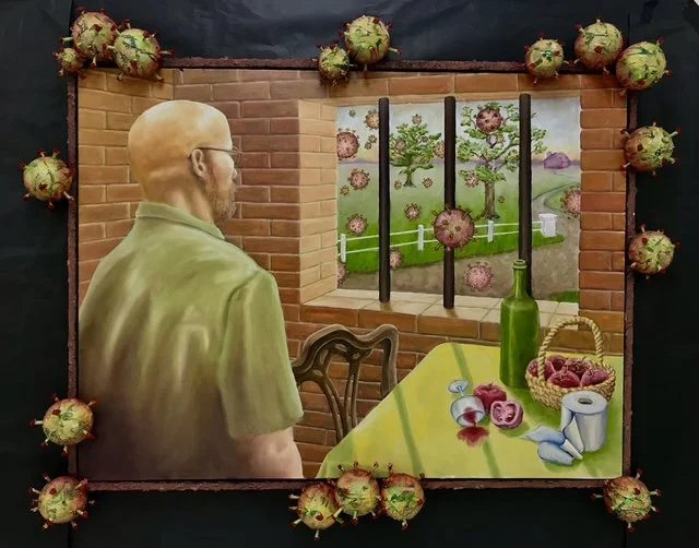 Distance Learning, 2020, Oil on Canvas, 91.5cm x 76cm