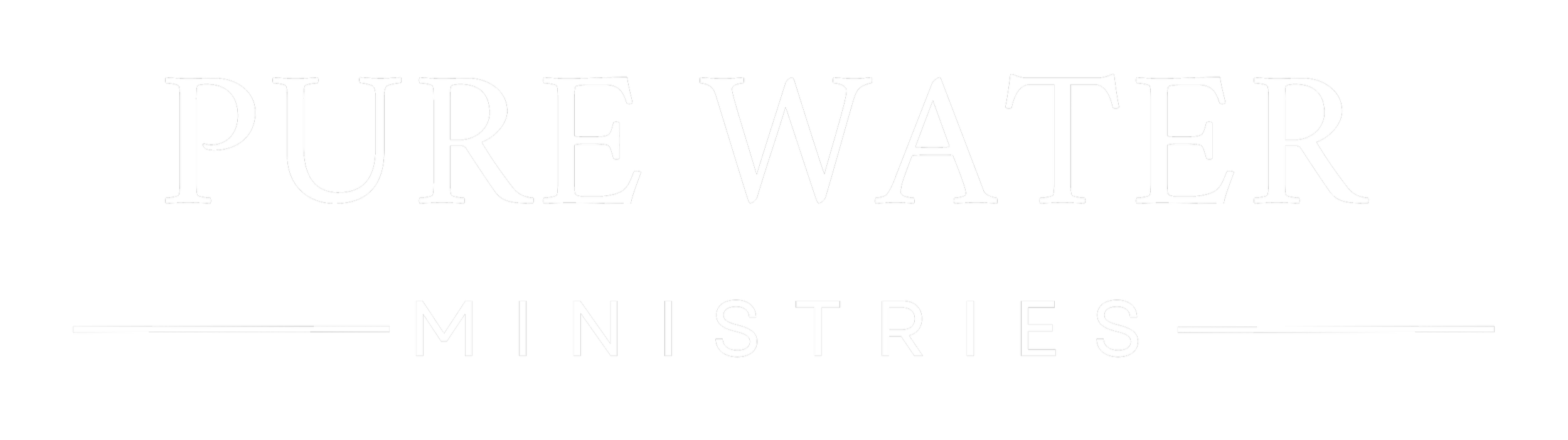 Pure Water Ministries logo with black background and white text.