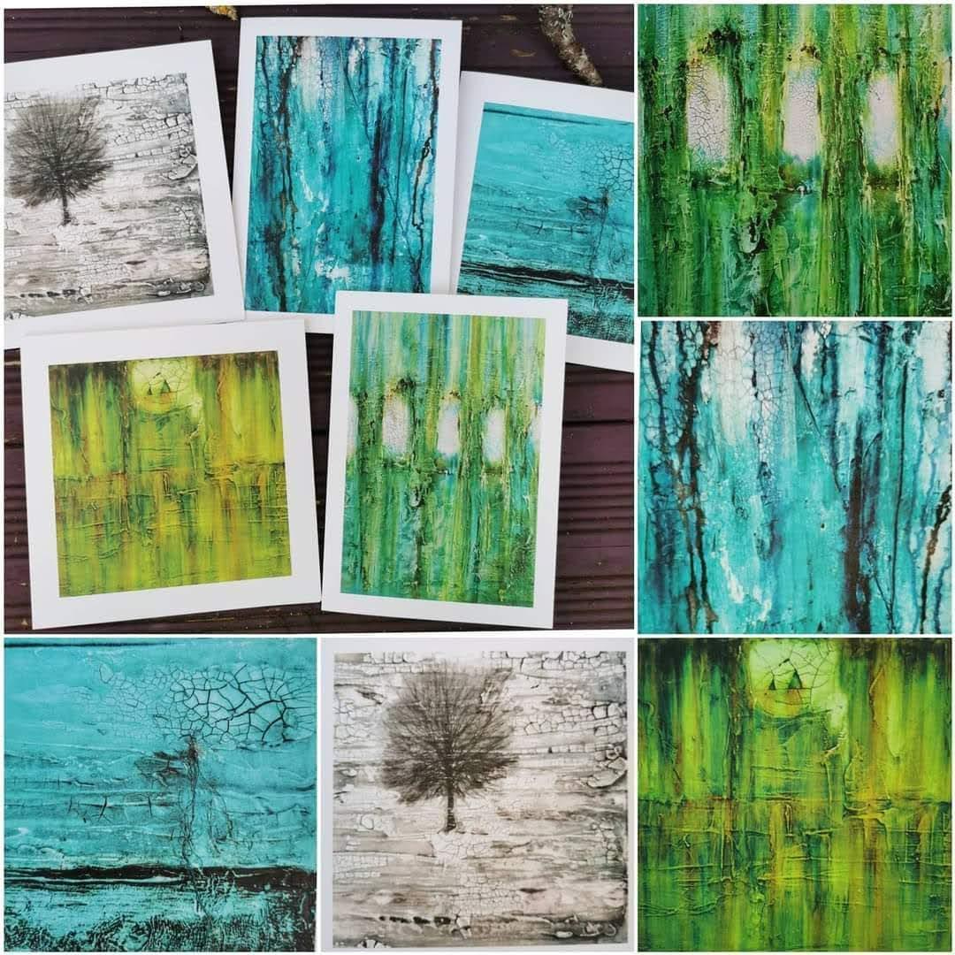 Set of 5 Contemporary Abstract Art Greeting Cards by Shelly Cook