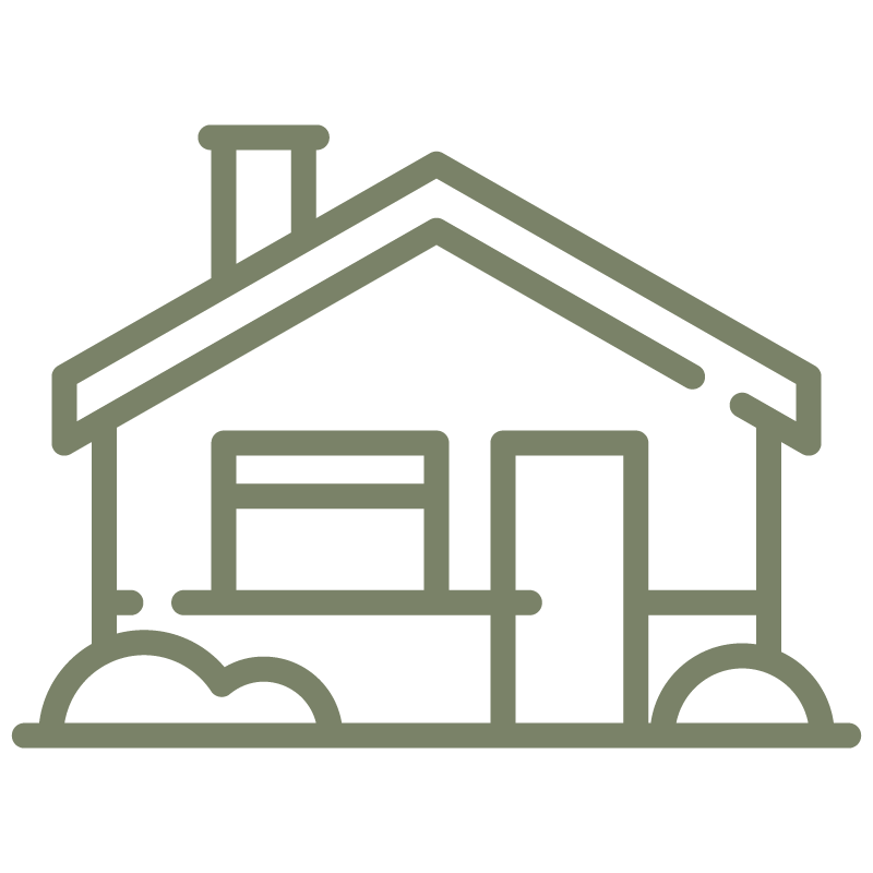 Lined illustration of the front of a home