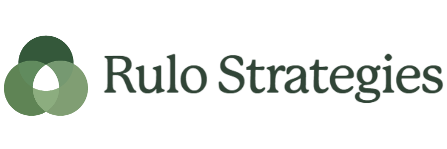 Rulo Strategies logo with green circular design elements on the left and the company name in green text.