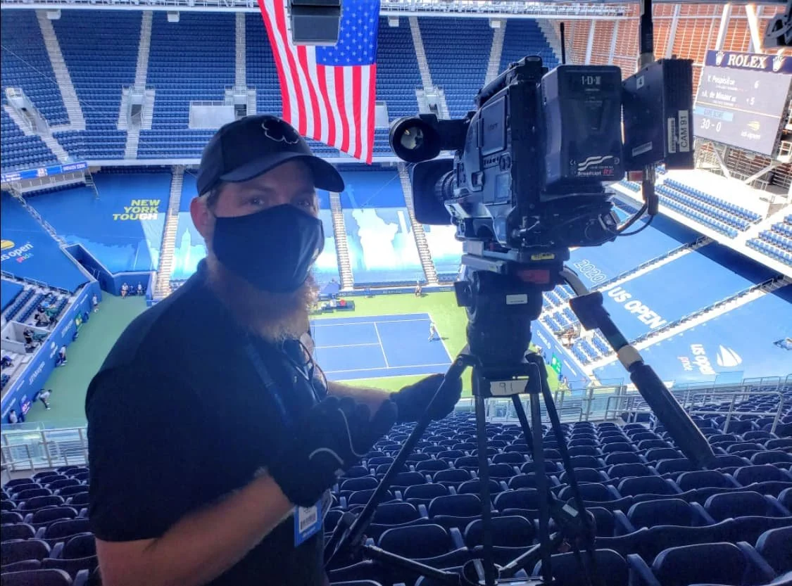 Andrew Henkelman at the U.S. Open Tennis Championships in New York City during the lockdowns. No fans in the audience!