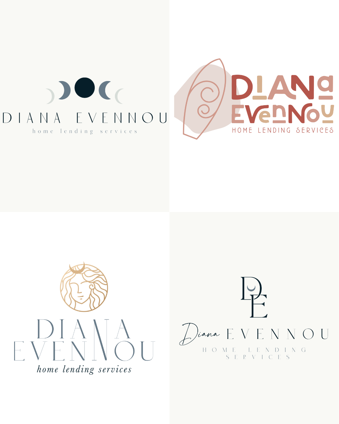 Alternative Draft Logo Concepts for Diana Evennou, designed by Dssentials