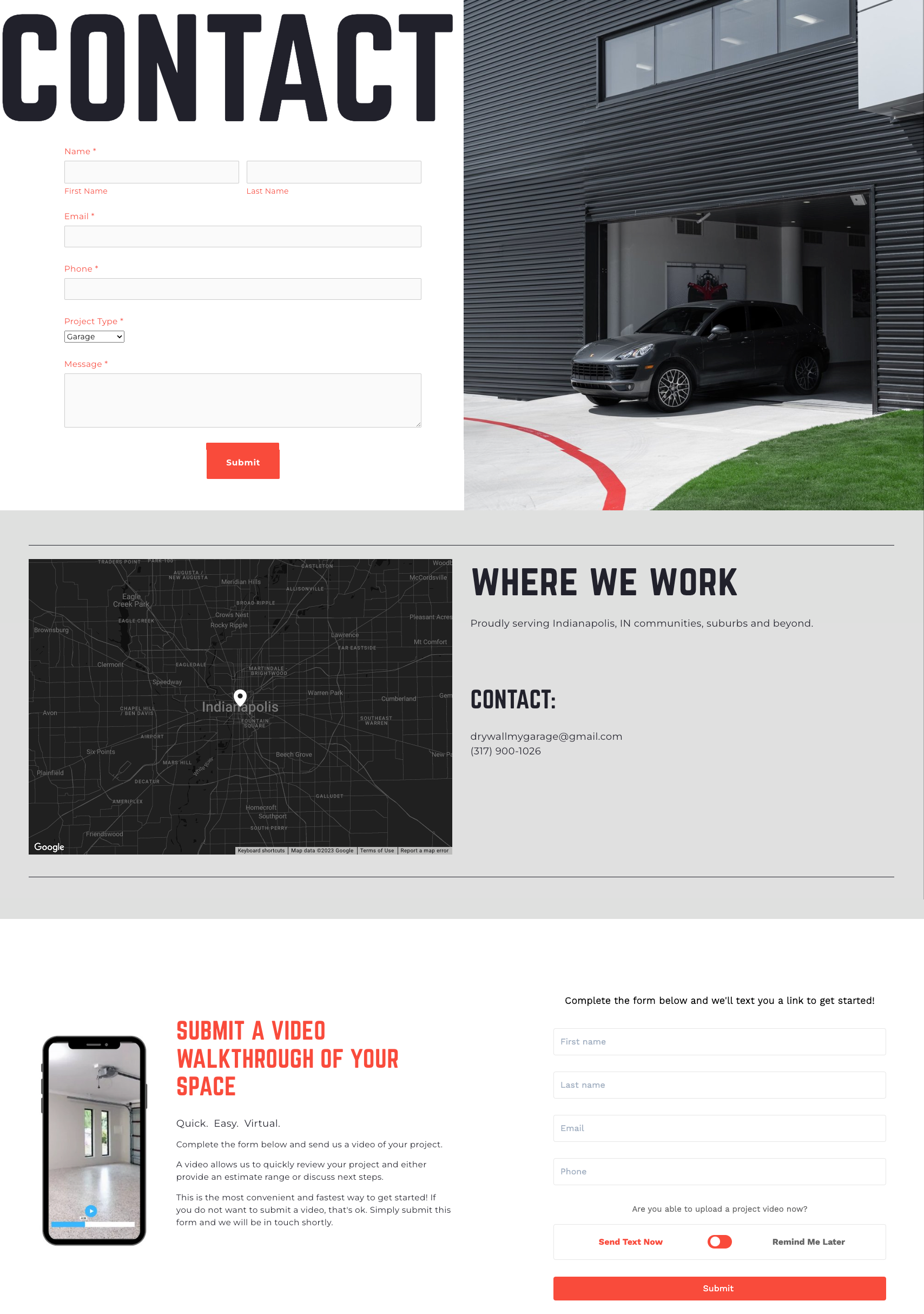  Contact •  For those who are ready to reach out and inquire, we provide a simple, user-friendly Contact page where customers can fill out a lead form, locate contact information or submit a video quote.