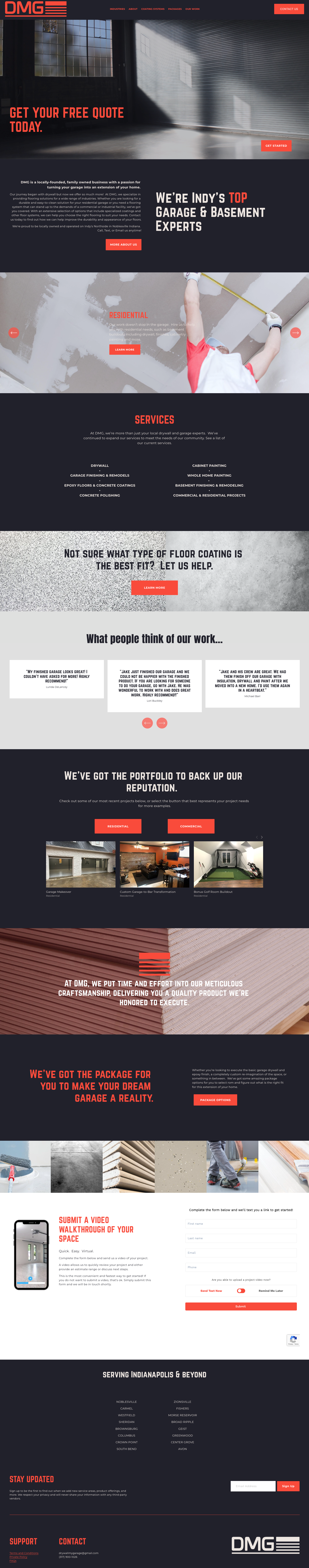  Home Page •  We wanted the home page to do two things - convey the impactful branding through color/font usage, and give users the opportunity to dive deeper into specific areas via summary sections.