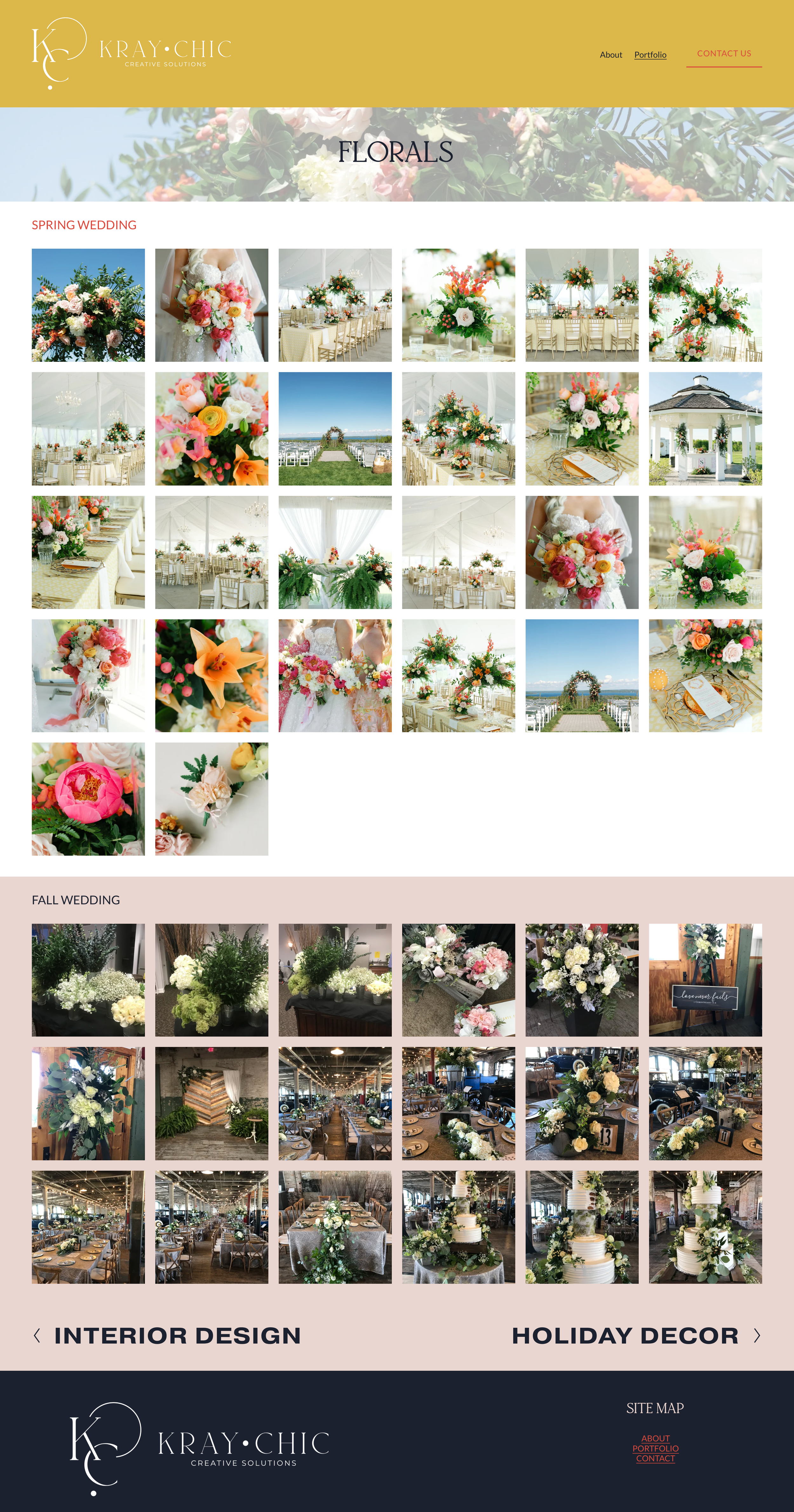  Floral Portfolio •  A great example of how a categorized photo gallery operates on the site.  Each sub-category of Florals allows users to browse in a uniform fashion, and dive deeper in areas of interest, expanding photos for a clear view at all th