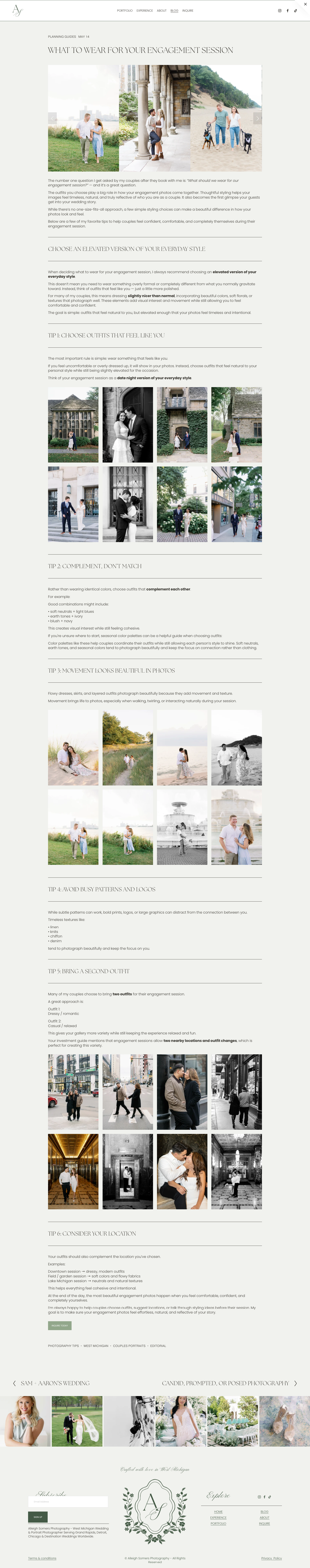  Blog Post Sample •  An example of an educational blog post within her blogging space, The Candid Chronicles.  She's able to create linking strategies, boost SEO terms and showcase her vast photography knowledge. 