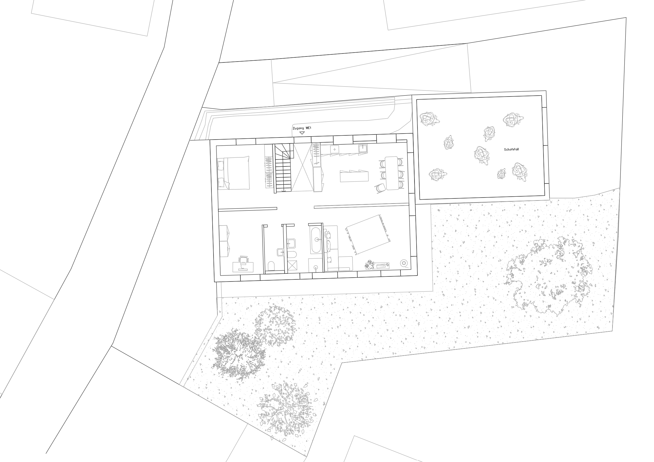 Grundriss Erdgeschoss und Lage im Grundstück
