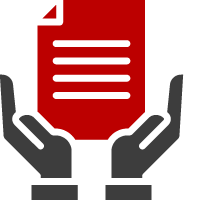 Grey and red Integrity and Commitment icon