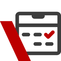 Calendar icon in red and grey colour