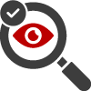 Grey and red Site Investigation icon