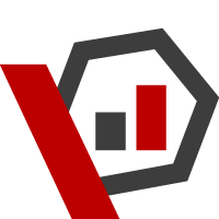 Bar graph icon in red and grey colour