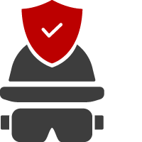 Grey and red Safety icon