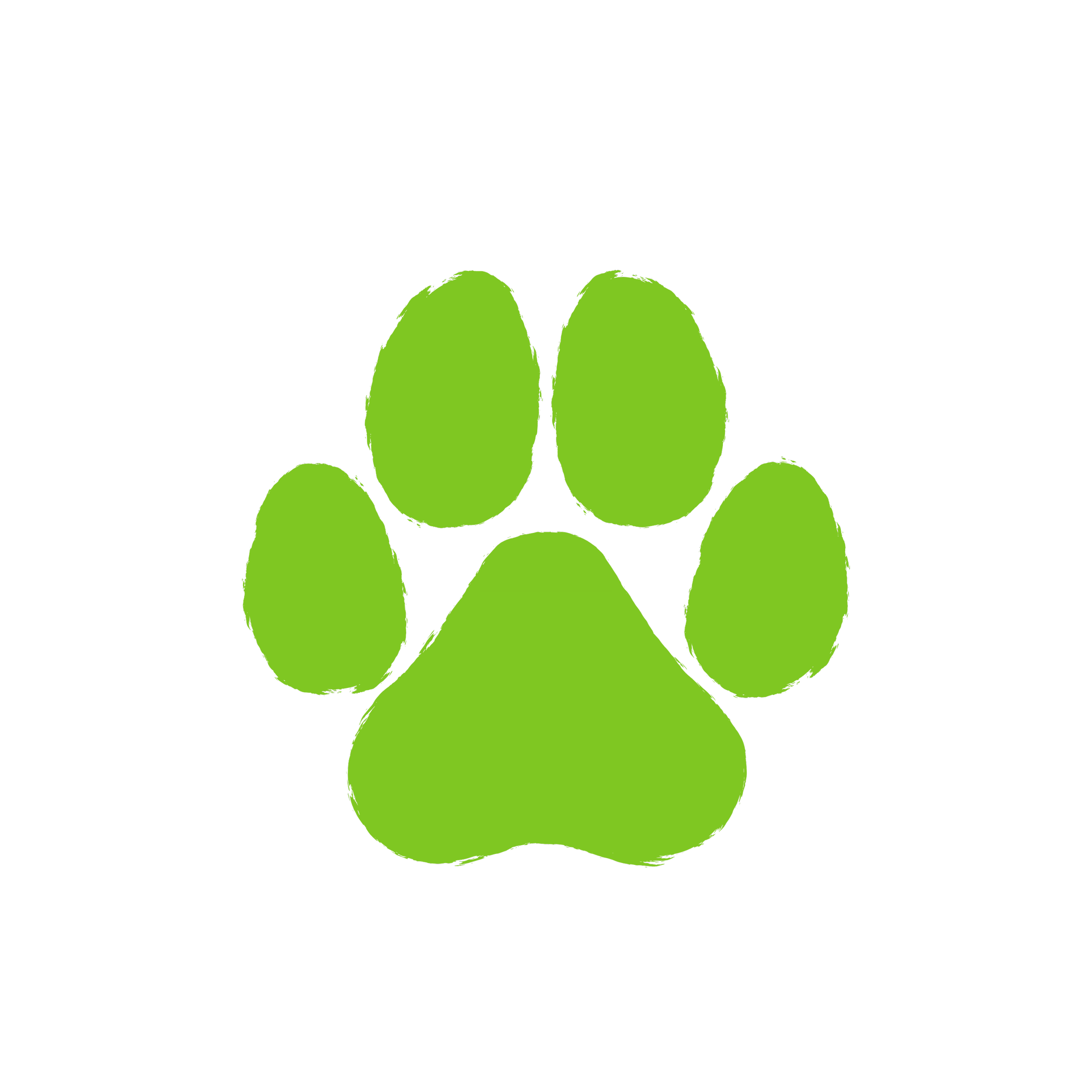Green paw print logo on a black background.