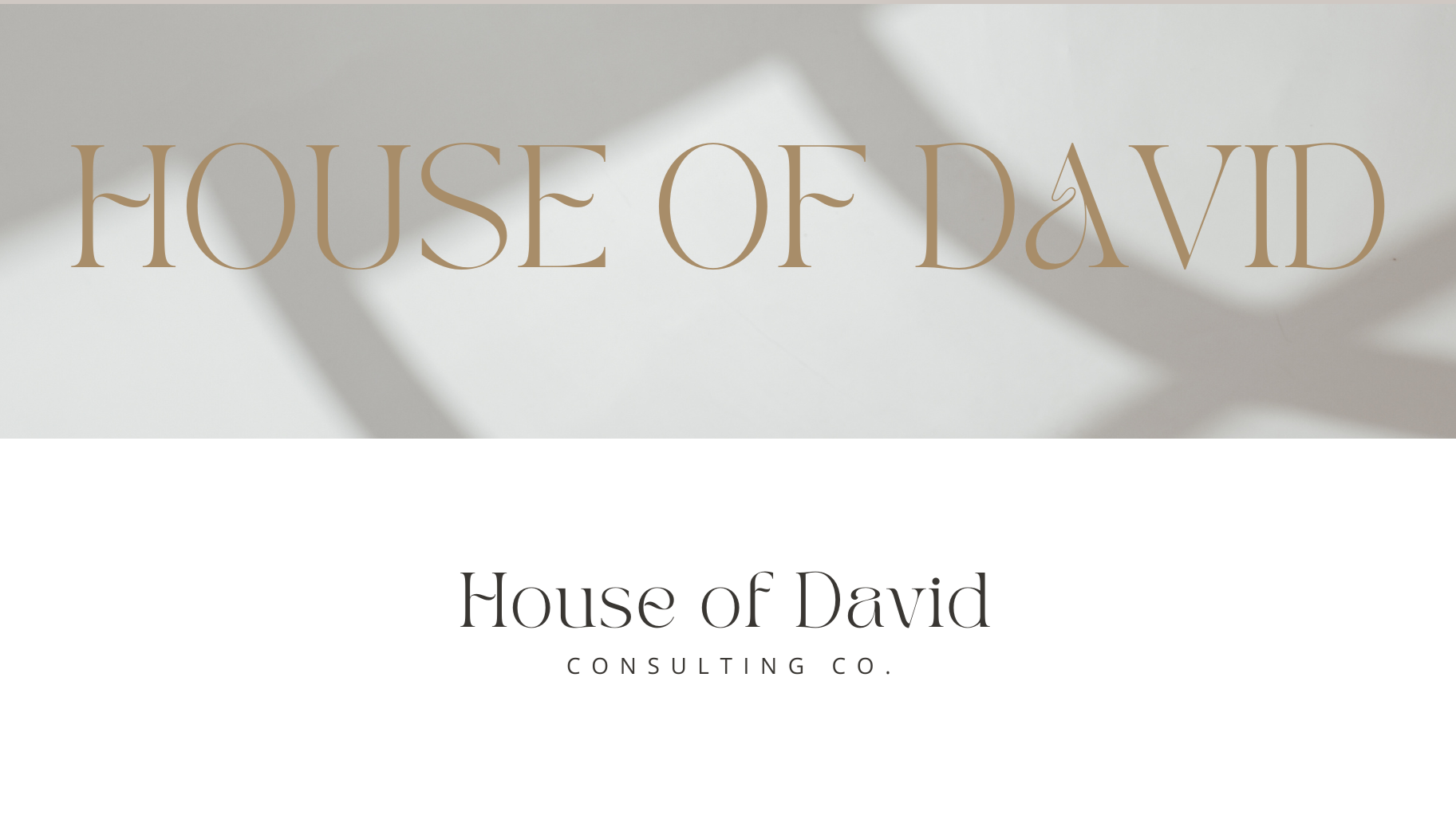 The login page for House of David with the text 'HOUSE OF DAVID' at the top, a shadow of a plant or leaves in the background, and a login button below.