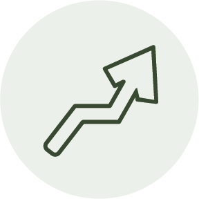Simple line graph with an upward trending arrow, indicating growth or increase.