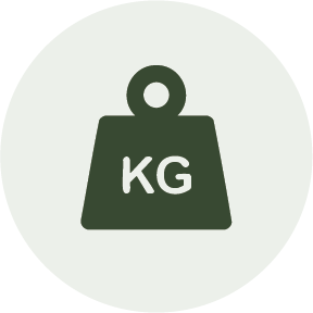 Weight measurement symbol with 'KG' on a green weight icon