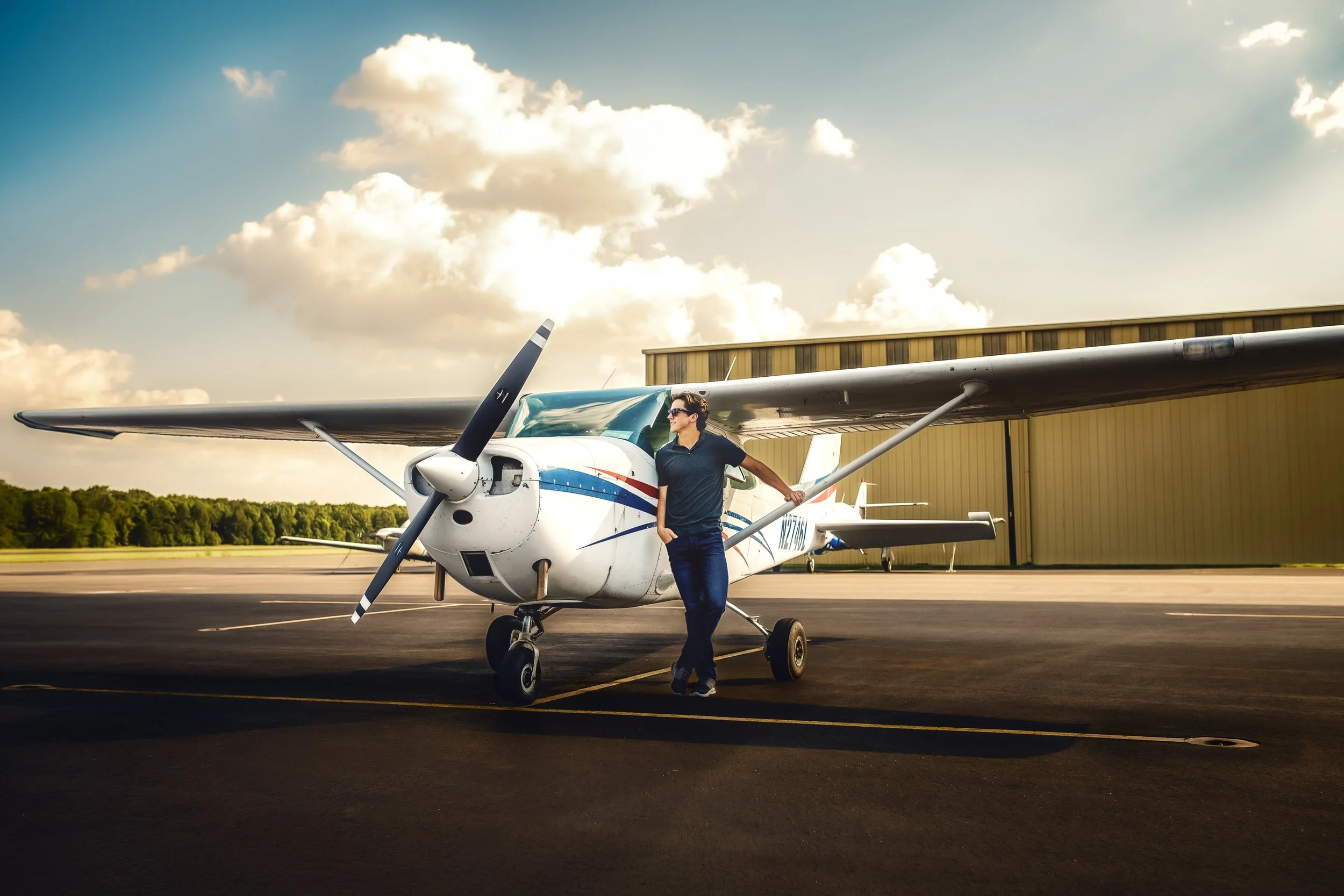 Future Pilot’s Senior Session at Monroe Executive Airport | Charlotte NC Senior Photographer