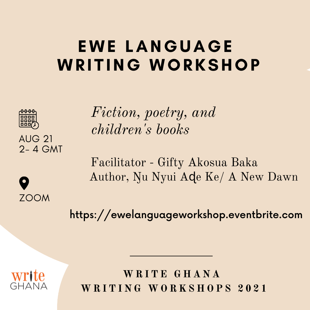 Poster for online Ewe writing workshop