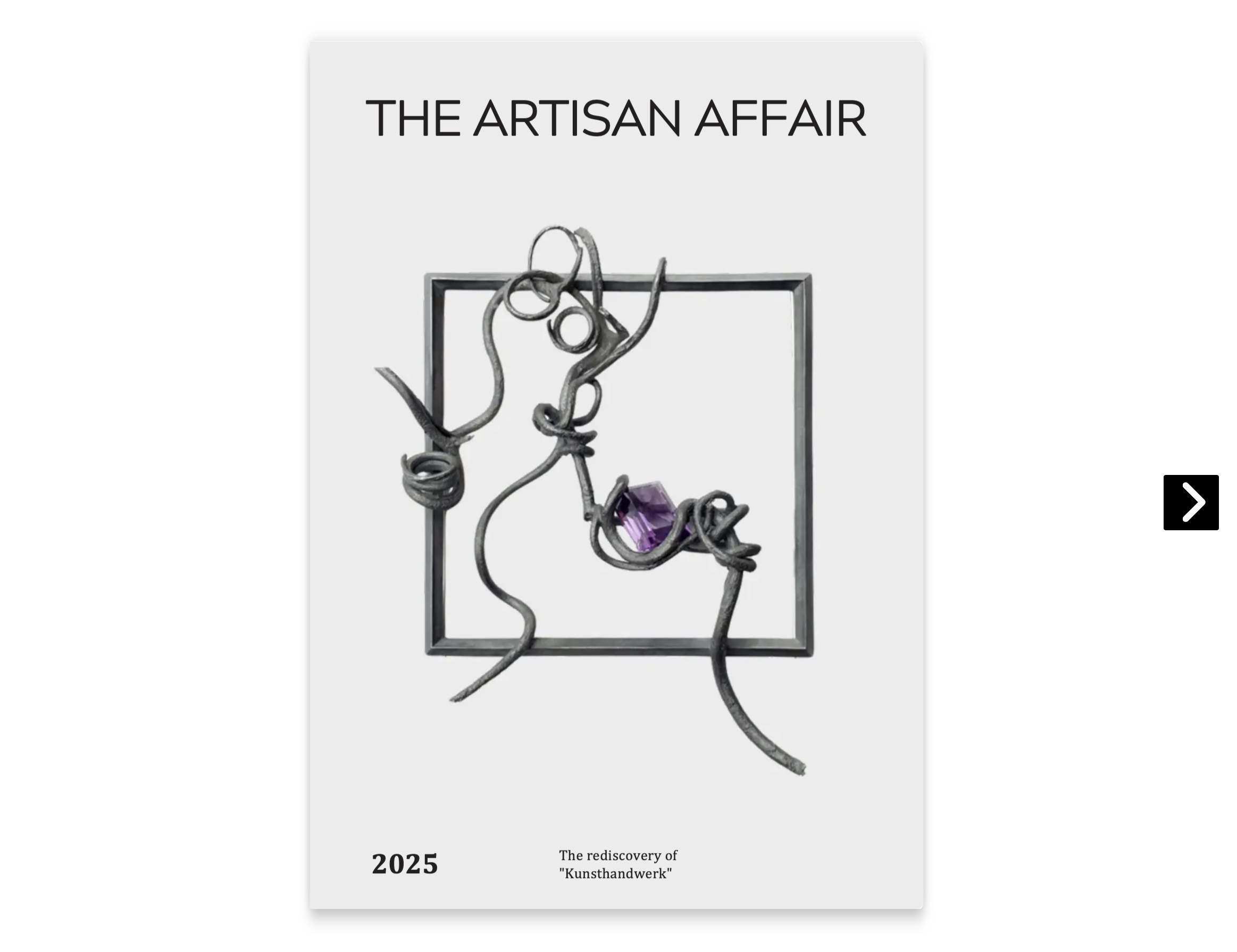 Plakat für die Kunsthandwerksmesse 2025 mit einer Skulptur aus Metall und Edelstein