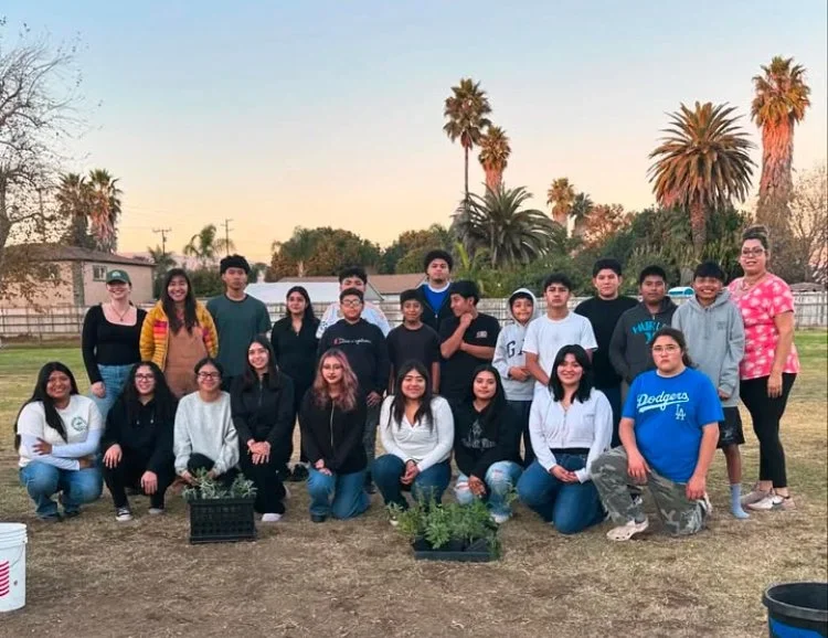 Oxnard Youth Council members with plant trays at the Nyeland Acres Boys and Girls Club