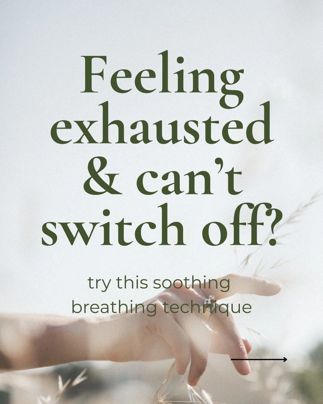 Your breath is one of the most powerful tools for regulating and relieving stress.

If you&rsquo;ve been feeling like you can&rsquo;t switch off, try this very simple breathing technique where the exhale is longer than the inhale to signal to your bo