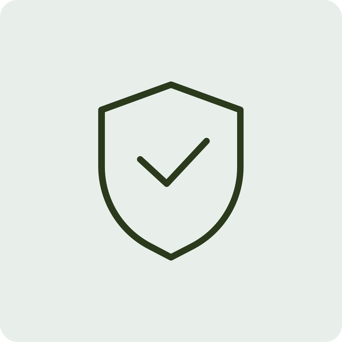 Shield icon with a checkmark in the center indicating security or protection.
