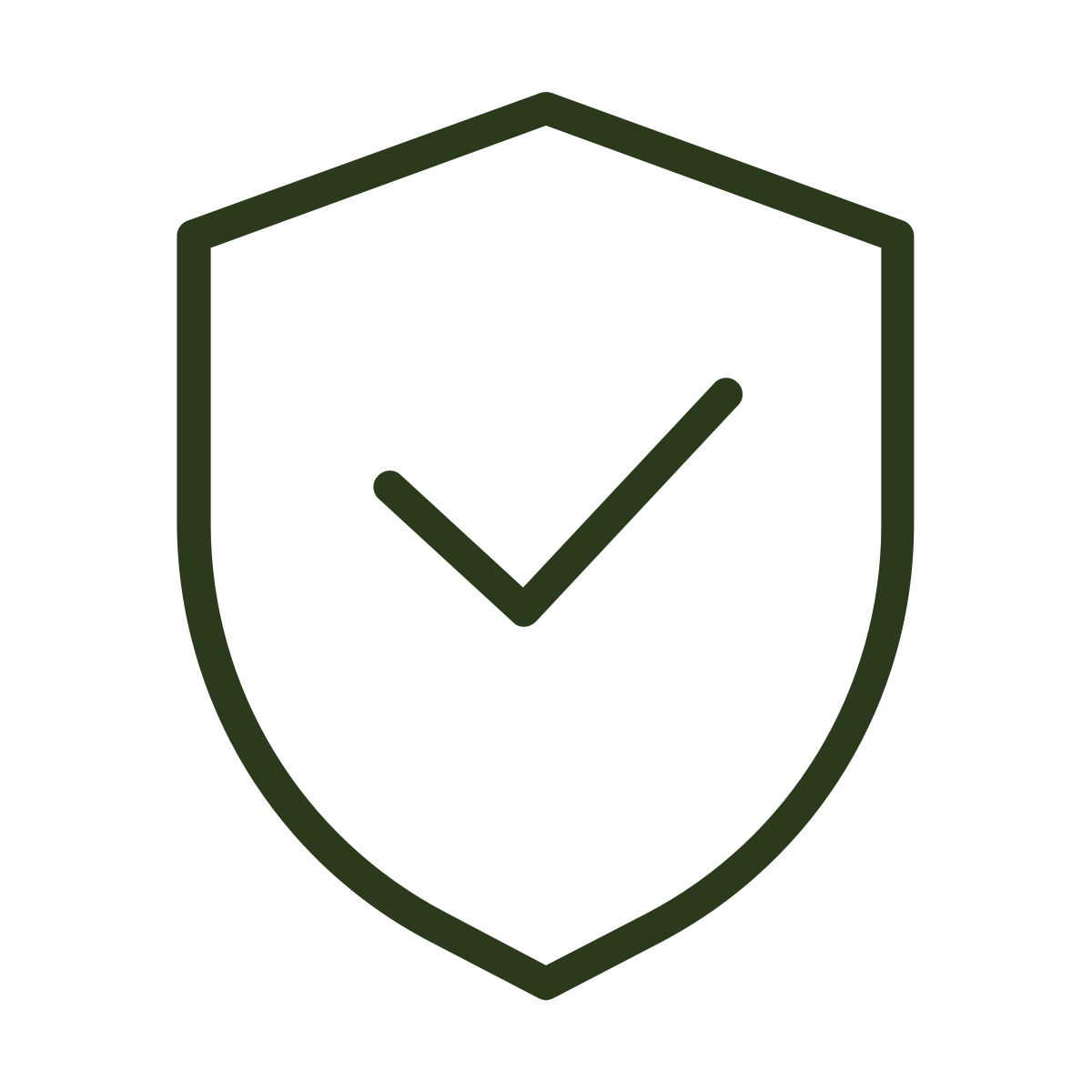 Shield with a checkmark in the center.