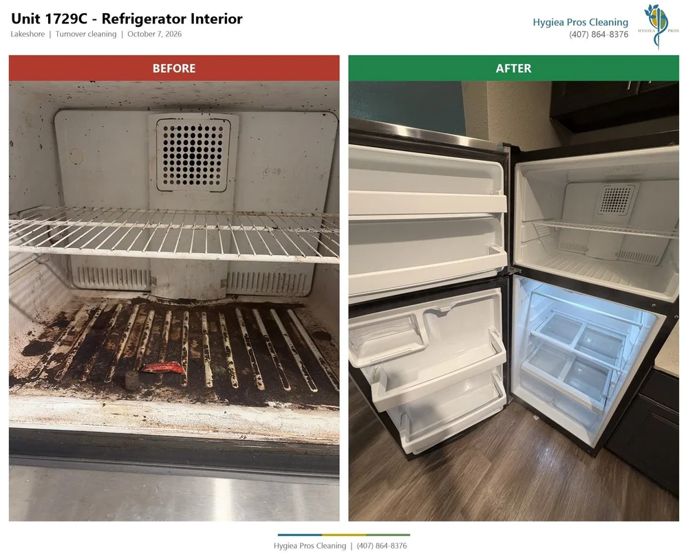 Before and after refrigerator interior