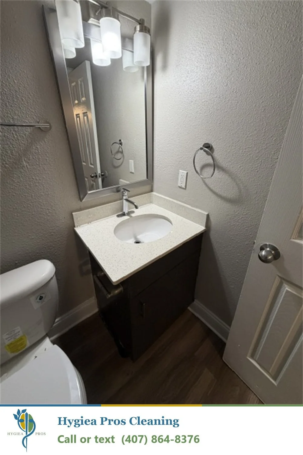 Clean bathroom vanity after turnover