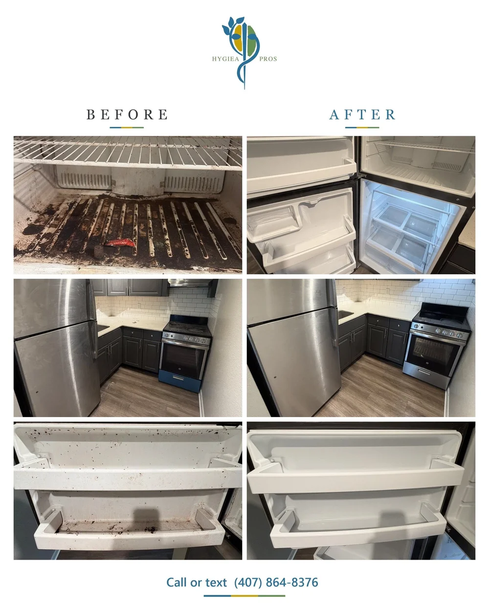 Before and after kitchen and refrigerator deep clean