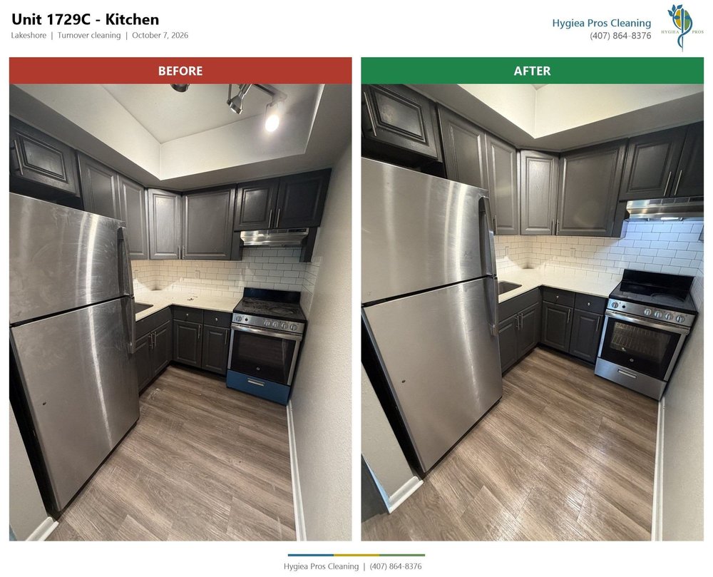 Before and after apartment kitchen turnover
