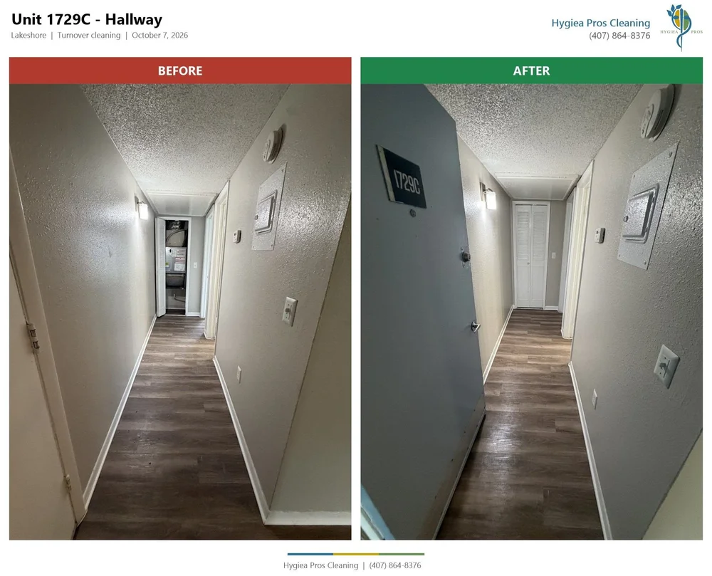Before and after apartment hallway