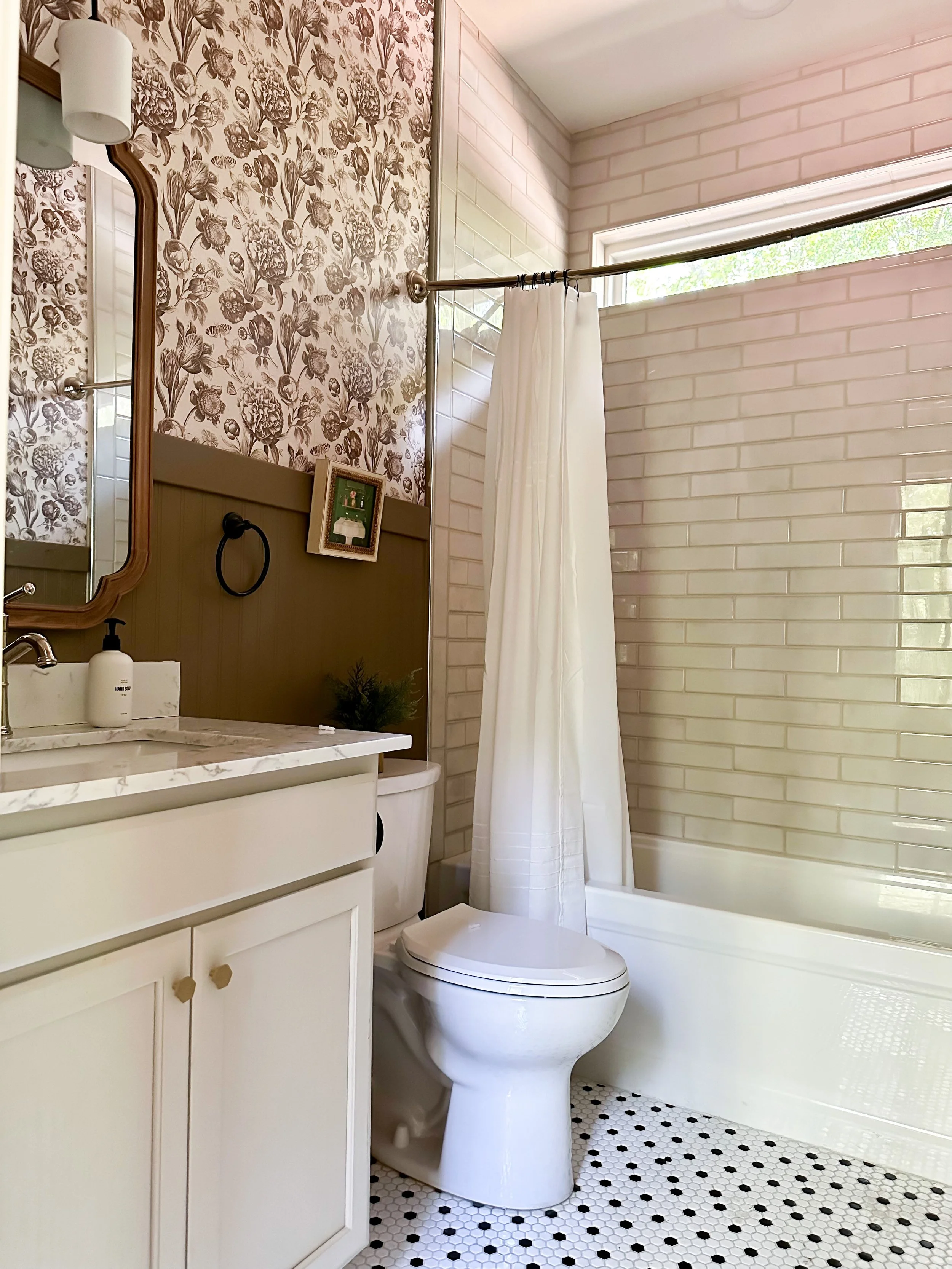 wallpaper bathroom cottage style Roundhouse Renovations Cincinnati