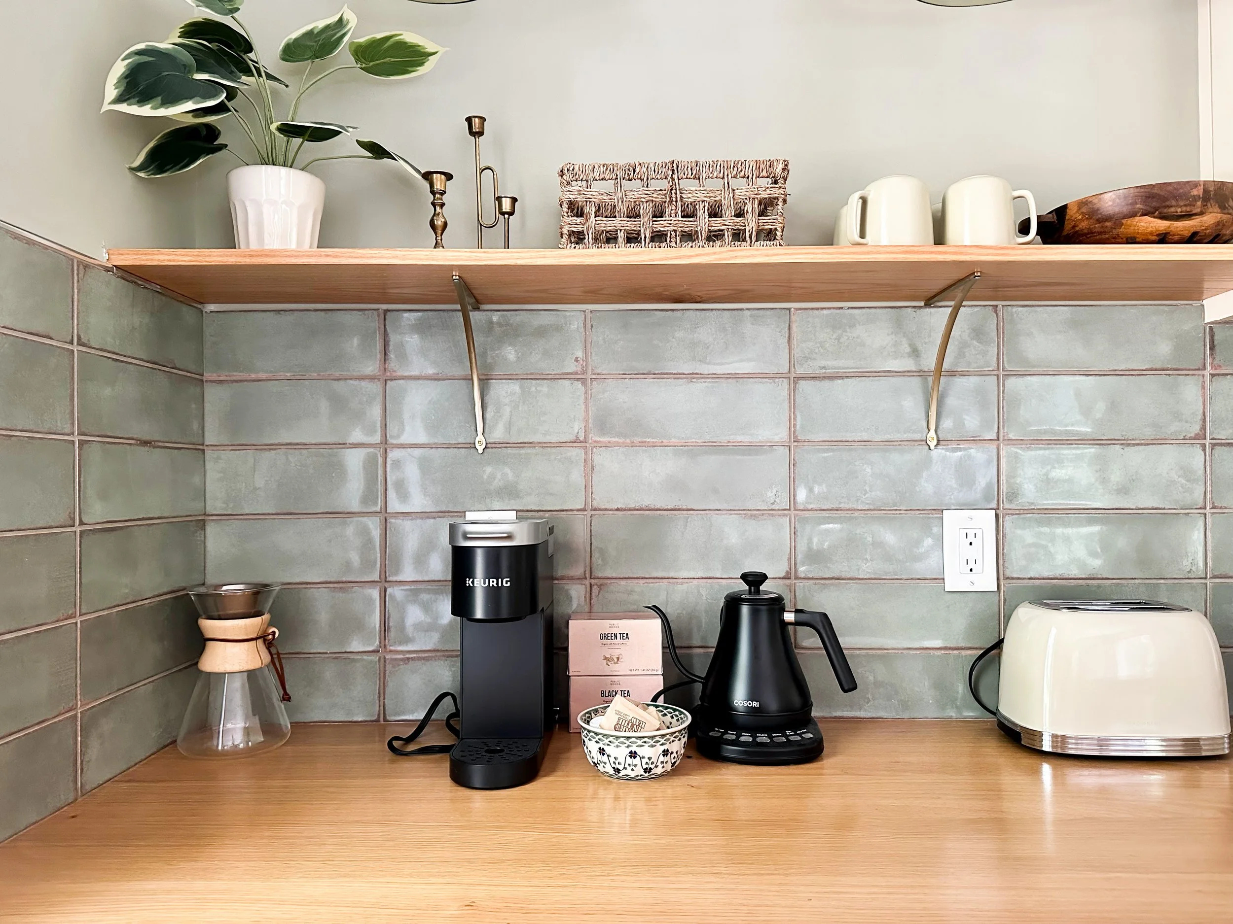 Airbnb Kitchen stocking list green tile