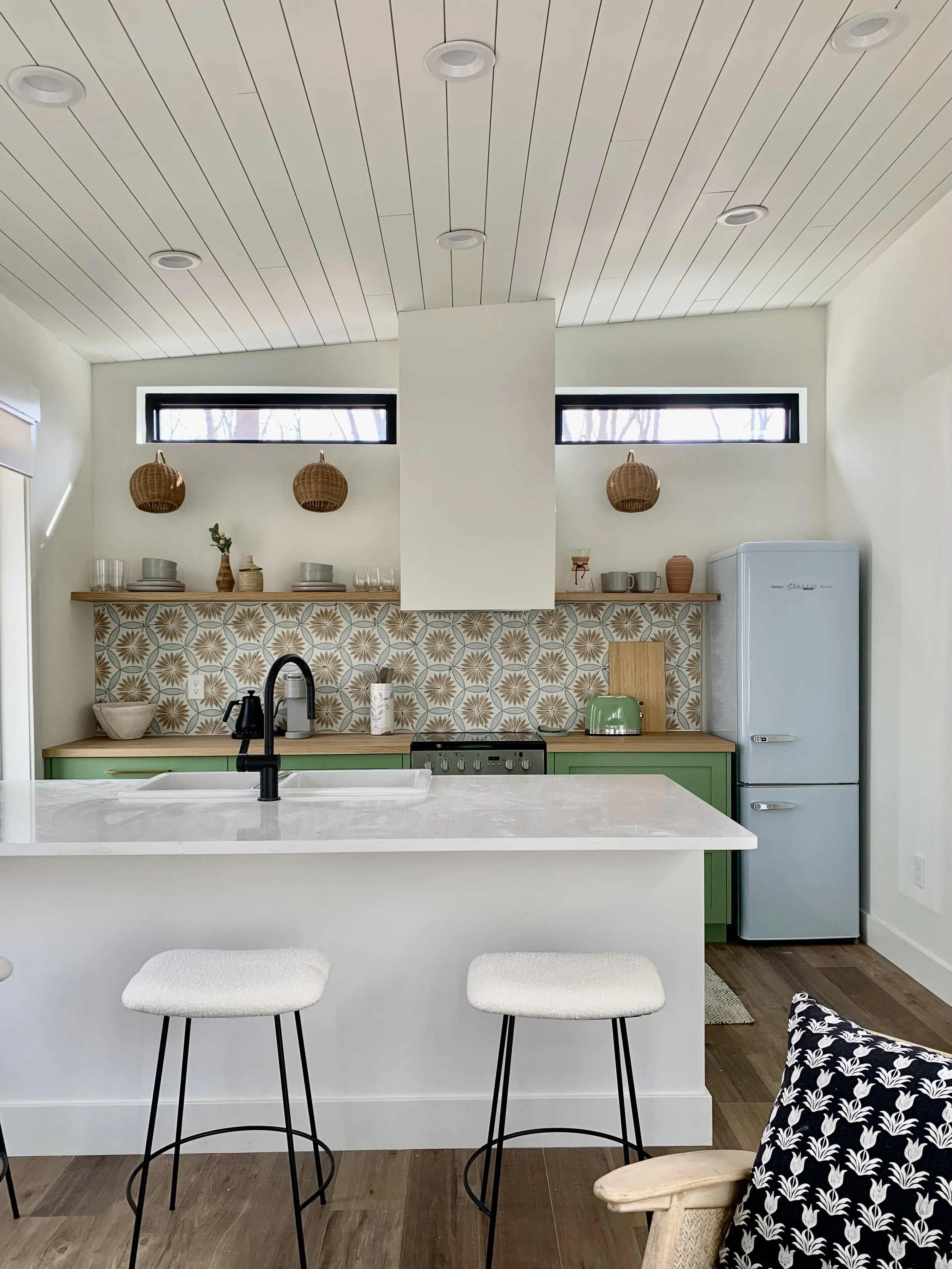 tiny home colorful pattern kitchen